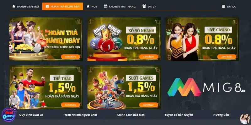 Khuyến mãi Mig8 hoàn trả mỗi ngày