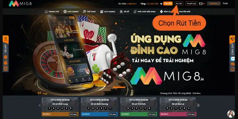 Cần phải đăng nhập vào nhà cái để rút tiền Mig8