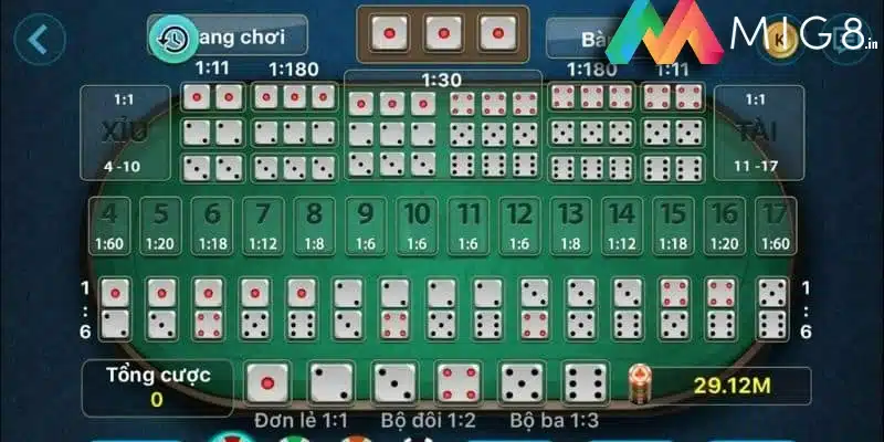 Giao diện tài xỉu vô cùng bắt mắt
