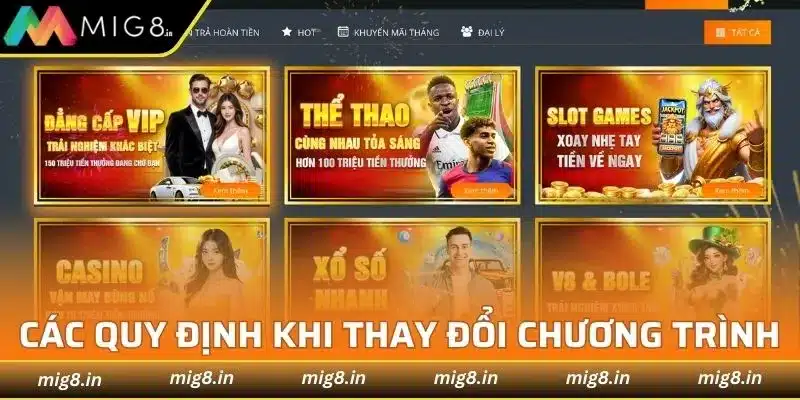 Các quy định khi thay đổi chương trình